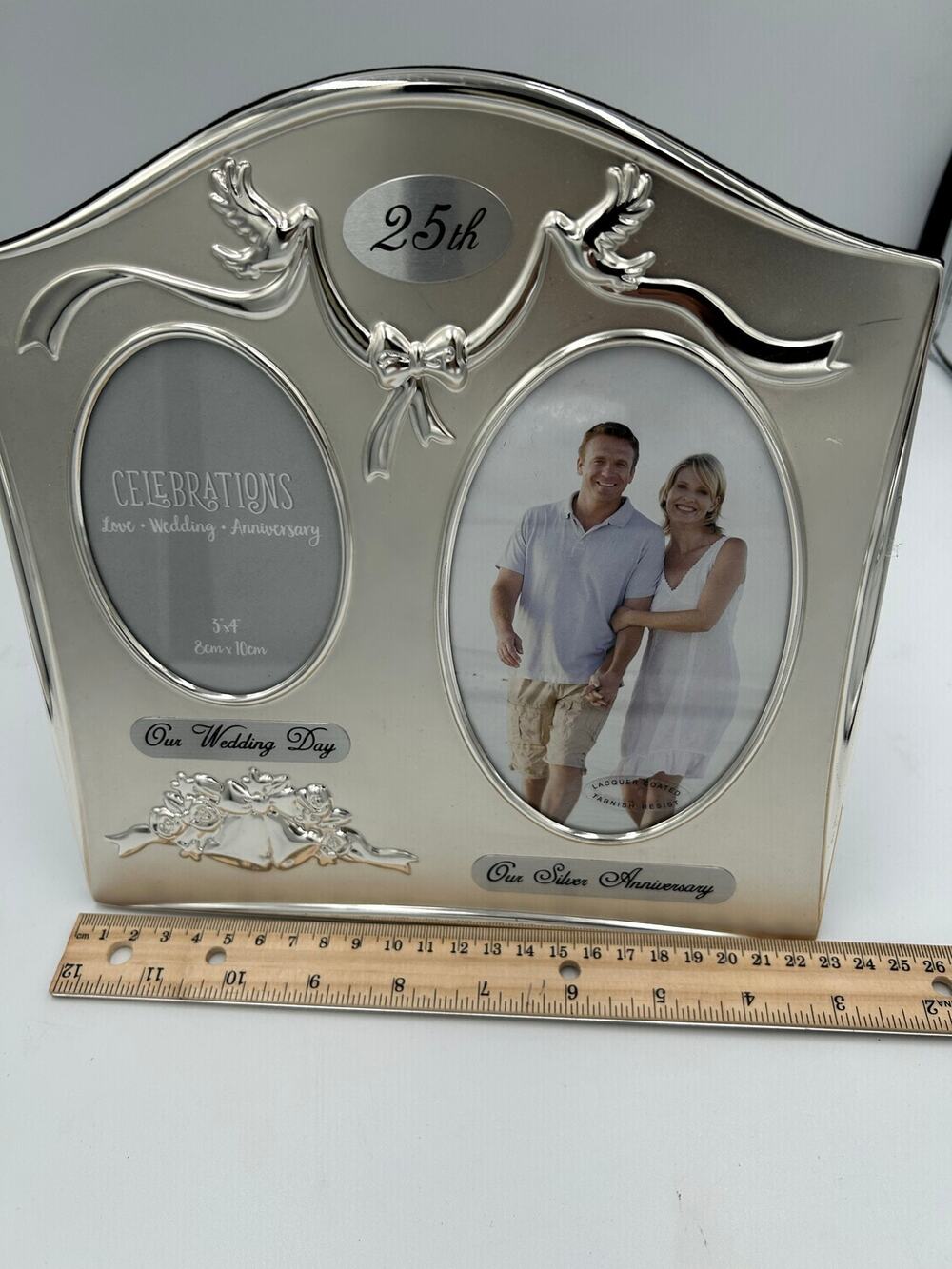 Celebrations 25th Silver Anniversary Double Picture Frame